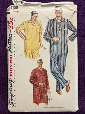 Simplicity 4108 Mens pajamas night shirt pattern